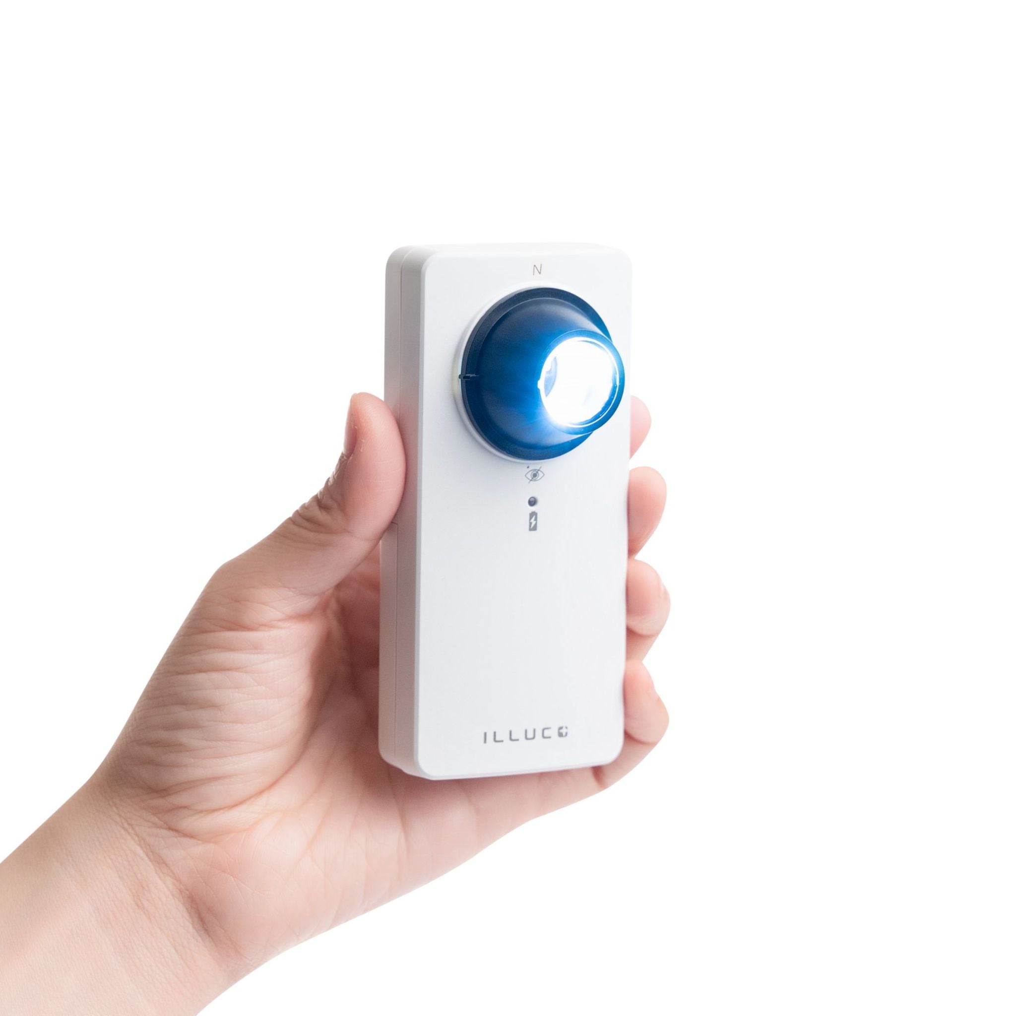 IDS-1000 dermatoscope being held in a human hand to show the actual size