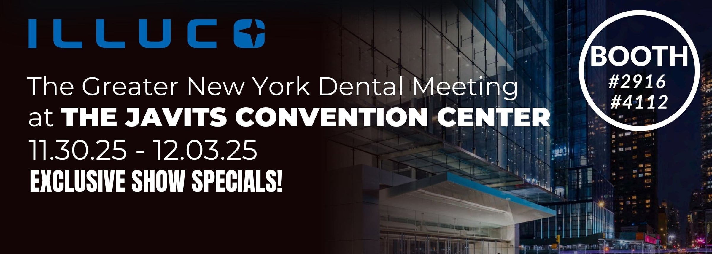 Advertisement for the Greater New York Dental Meeting at the Javits Convention Center with booth information.