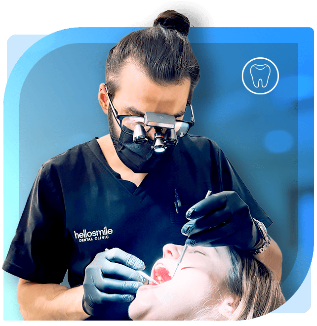 Dental professional performing a procedure using the ILLUCO Galilean Loupes