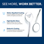 ILLUCO dental mirrors with features highlighted on a blue and white background