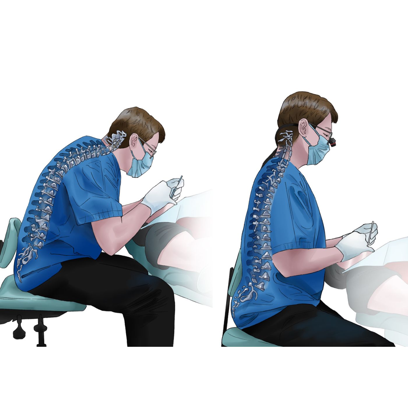 ergonomic posture before and after illustration