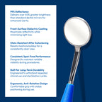 Dental mirror with reflective properties on a blue background